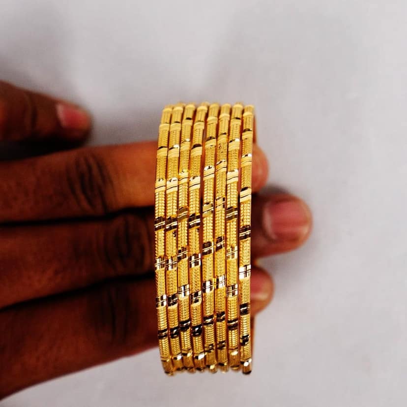 Alloy gold plated fancy bangles view 4