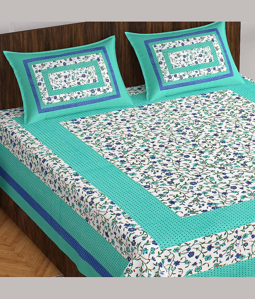 ABHACLOTHO Cotton 1 Double Bedsheet with 2 Pillow Covers ( Multicolor ) view 2