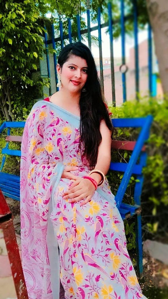 Cotton Linen Saree Off White Color Printed with running blouse-1276 view 2