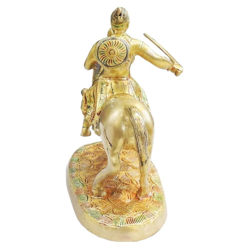 Brass Chhatrapati Shivaji Maharaj Idol Statue | Shivaji Maharaj Murti | Maratha Warrior Showpiece, Height : 9 Inch (BSMAS1641 D) view 3
