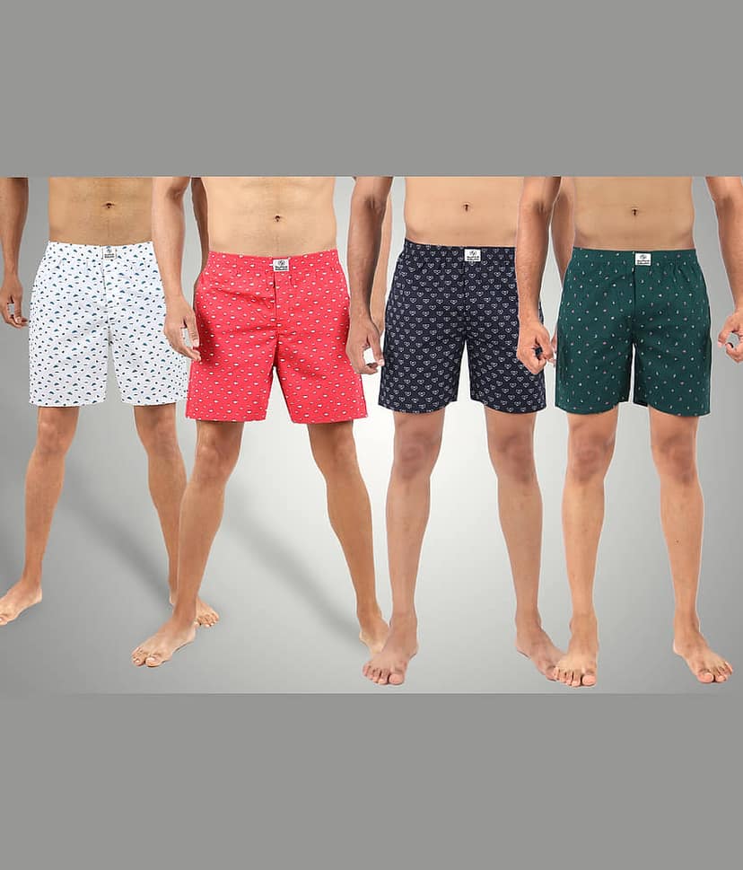 Supersquad Pack of 4 Cotton Boxers For Men's ( Assorted 10 )