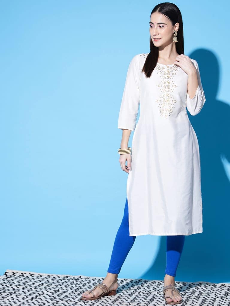 SOFT COLORS Women's Skinny Fit Ethnic Wear Ankle Length Leggings (Royal Blue)