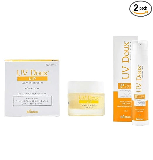 Brinton UV Doux Lip Lightening Balm 8 g & Uv Doux Sunscreen Lotion SPF 30 50 ML (2 Items in the set)