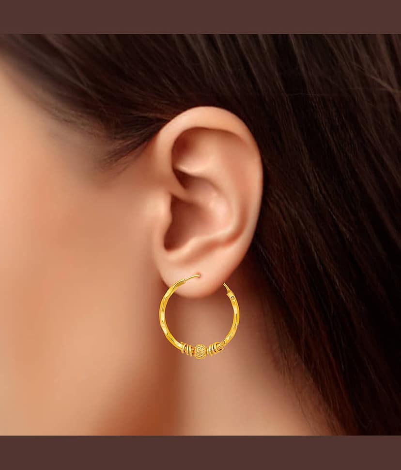 Drashti Collection Golden Bali Earrings ( Pack of 1 ) view 2