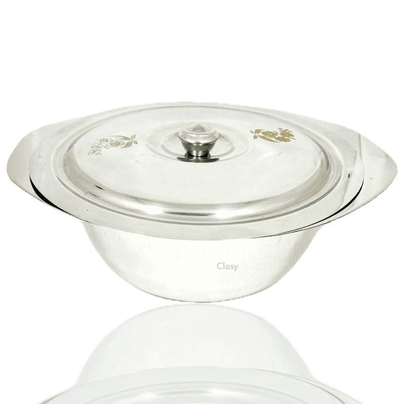 Stainless Steel serving Donga With Serving Spoon Laser Printed view 2