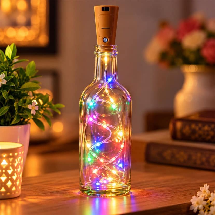 Bottle Cork Copper Wire Light for Home Decor, Multicolour LED Lights (1 Pc)