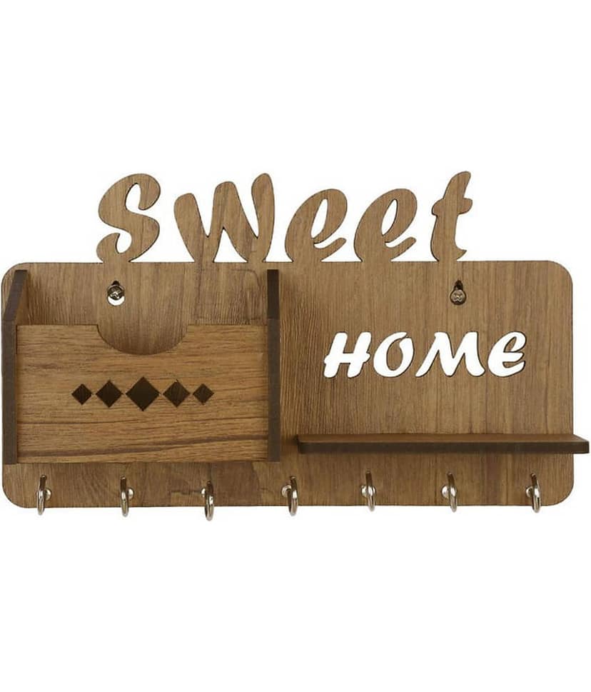Arpita Crafts Beige Wood Key Holder - Pack of 1