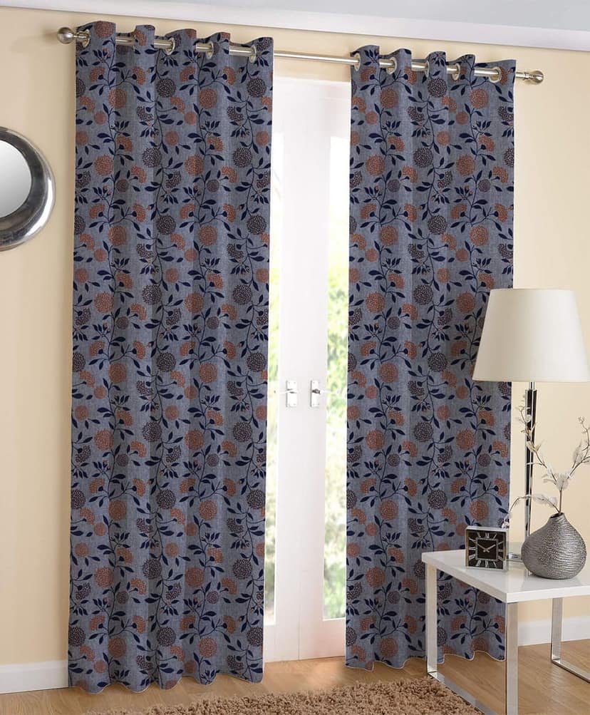AIRWILL Multicolor Printed Pattern Cotton Door Curtains 4x7ft Pack of 2 Pieces