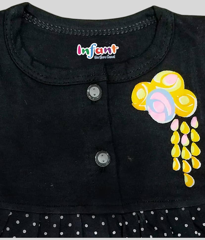 INFANT Pack of 1 Baby Girls Cotton Frock ( Black ) view 2