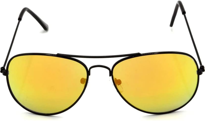 HRINKAR Unisex Round Sunglasses Silver & Black Frame, Grey & Golden Lens (Medium) - Pack of 2 view 3