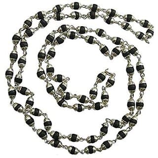 Black Tulsi Wooden Mala Silver Coated Black Tulsi Necklace