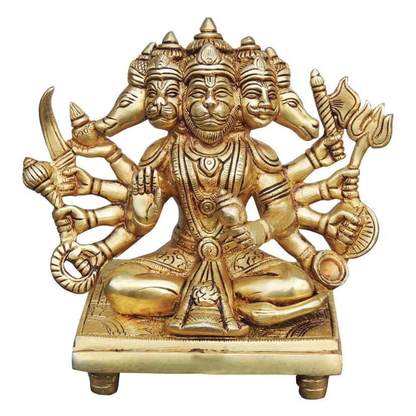 Brass Panchmukhi Hanuman Ji Divine Idol - Spiritual Home Decor, Height : 7.3 Inch (BSMAS1039 X) view 2