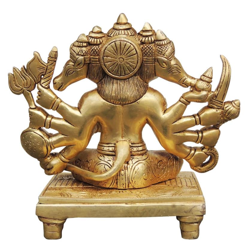 Brass Panchmukhi Hanuman Ji Divine Idol - Spiritual Home Decor, Height : 7.3 Inch (BSMAS1039 X) view 3