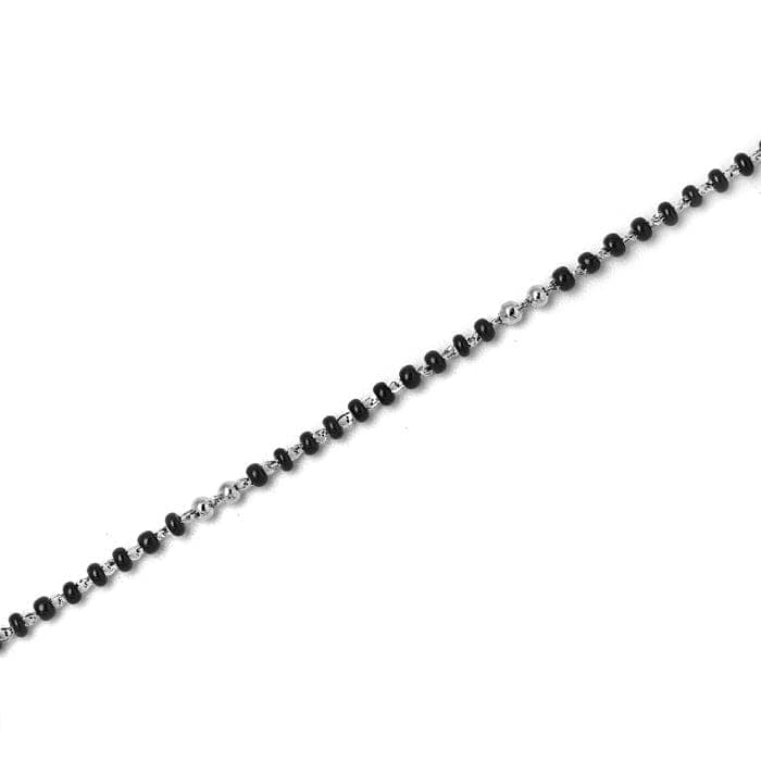 Silver Dainty Black Beads Anklet view 5