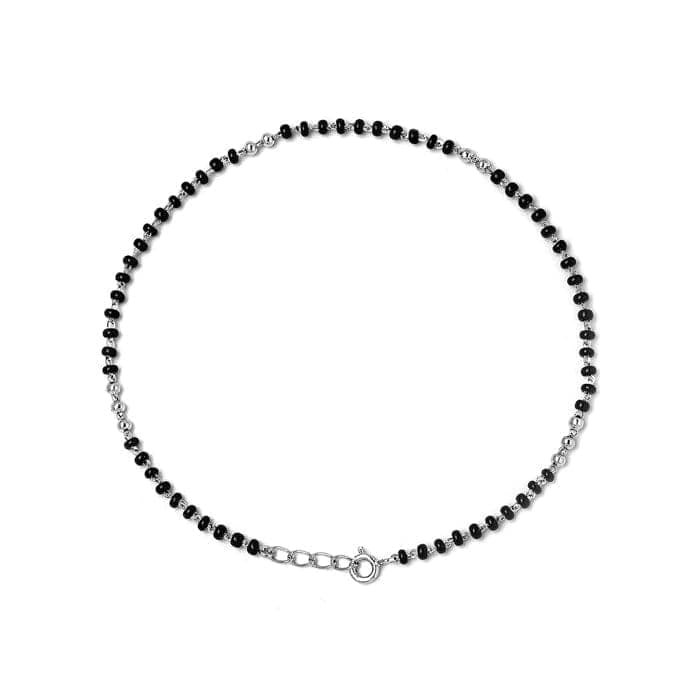 Silver Dainty Black Beads Anklet view 6