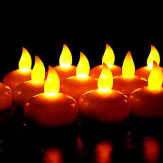 Lotus Shaped Flower with Flickering LED Tea Light Candle (Multicolor, Pack of 1)