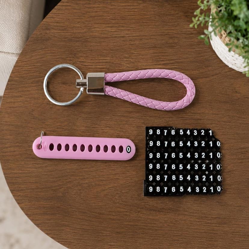 Anti Lost Keychain with Number Keyword and Braided Wrist Loop for Car Keys view 3