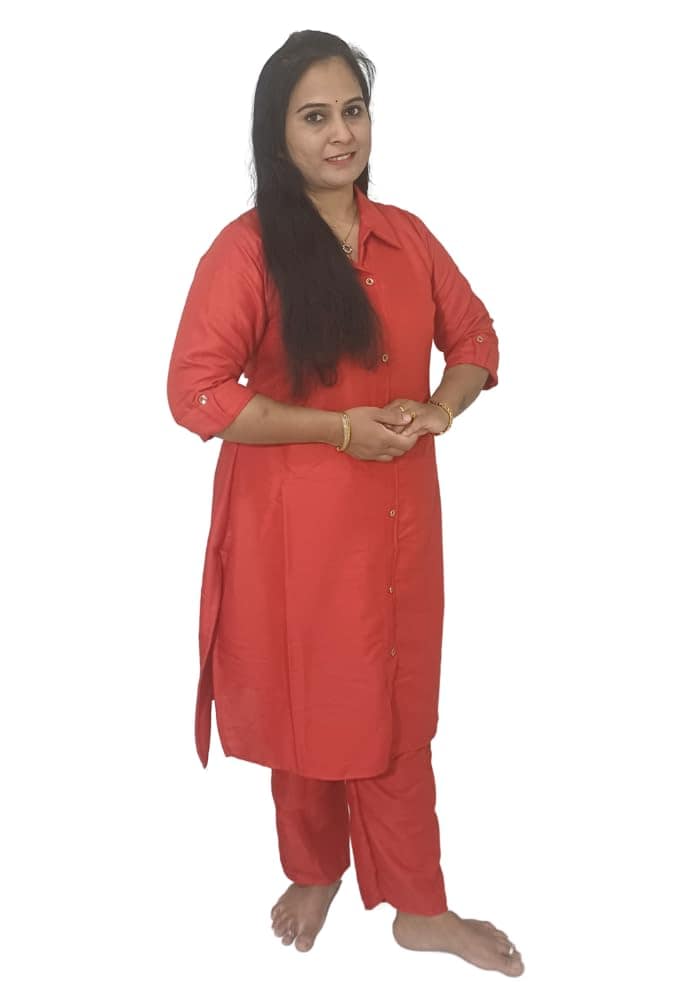 Mom and Me Women's Cotton Co-Ord Set | Plain Casual Summer Wear | 3/4 Sleeves | V-Neck | Office & Travel Wear | Western Co-ord Set for Women | Sizes S-XXL (Red, XXL)