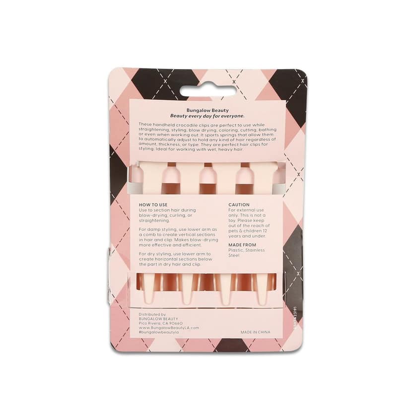 BUNGALOW BEAUTY Professional Hair Sectioning Crocodile Hairdressing Clips For Women (Pack Of 4), Pink view 5