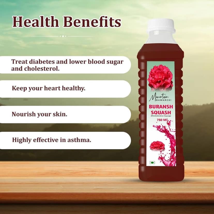Mountain Bawarchi Buransh Squash Drink & Pulpy Orange Squash | Fruit Drink | 1500ml | Combo Pack of 2 view 3