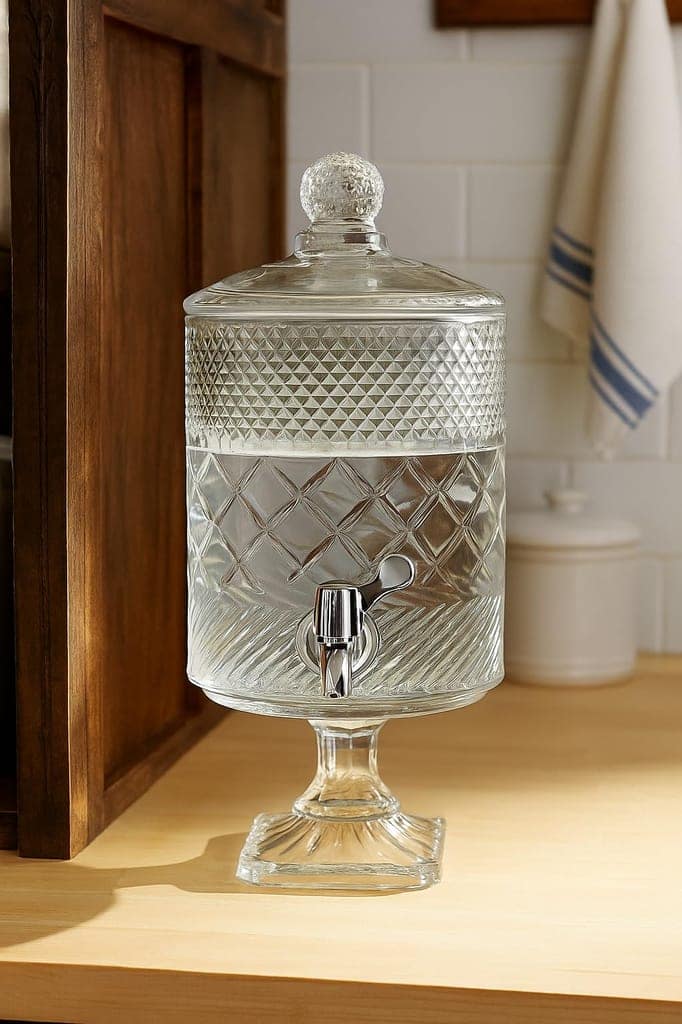 Glass Water Dispenser, 4500 ML, Set of 1, Pitcher with Lid, Perfect for Party, Office, Home & Kitchen Glassware, Water Jug for Juice and Cold Drinks (NO Design Choice Available) view 2