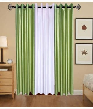 N2C Home Solid Semi-Transparent Eyelet Curtain 5 ft ( Pack of 3 ) - Multicolor