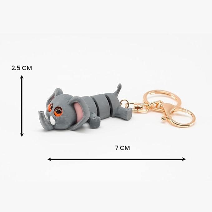 Vinglits Wild Beasts 3D Printed Keychains – Articulated Animal Toys, Pocket-Friendly Keyrings, Stress Relief Desk Toys for Kids & Adults, Collectible Accessories (Azad - The Elephant) view 2