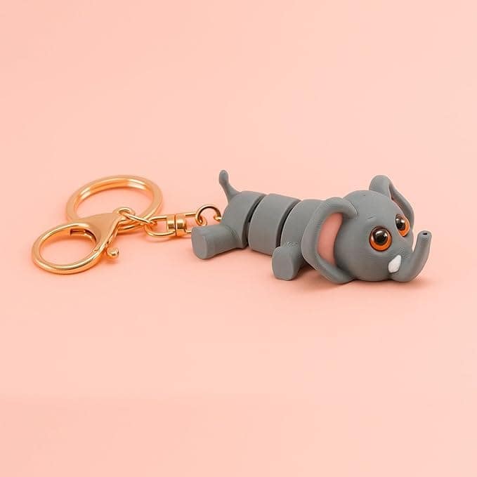 Vinglits Wild Beasts 3D Printed Keychains – Articulated Animal Toys, Pocket-Friendly Keyrings, Stress Relief Desk Toys for Kids & Adults, Collectible Accessories (Azad - The Elephant) view 4