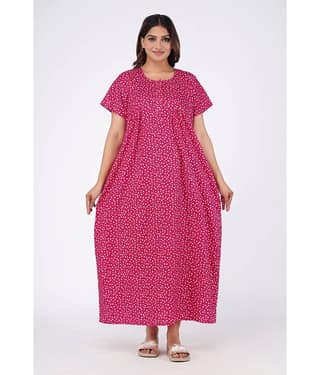 Favnic Green Cotton Women's Nightwear Nighty & Night Gowns ( Pack of 1 )
