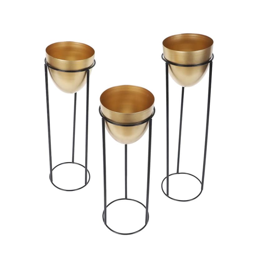 Detachable Revolving Merry Go Round Black & White Planter Stand