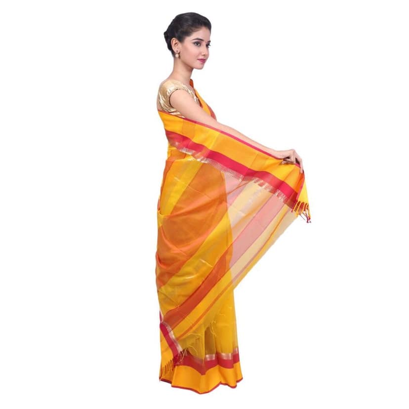 HANDLOOM MAHESHWARI TRADITIONAL SAREE WITH BLOUSE (SKU - 3G020110422 SAREE- 125) view 3