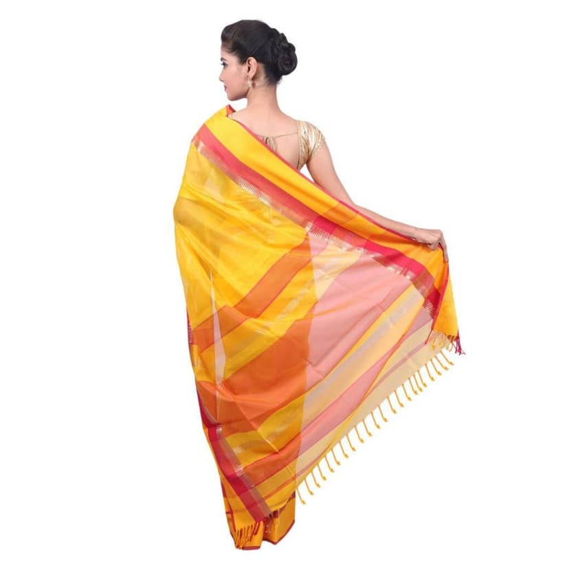 HANDLOOM MAHESHWARI TRADITIONAL SAREE WITH BLOUSE (SKU - 3G020110422 SAREE- 125) view 4
