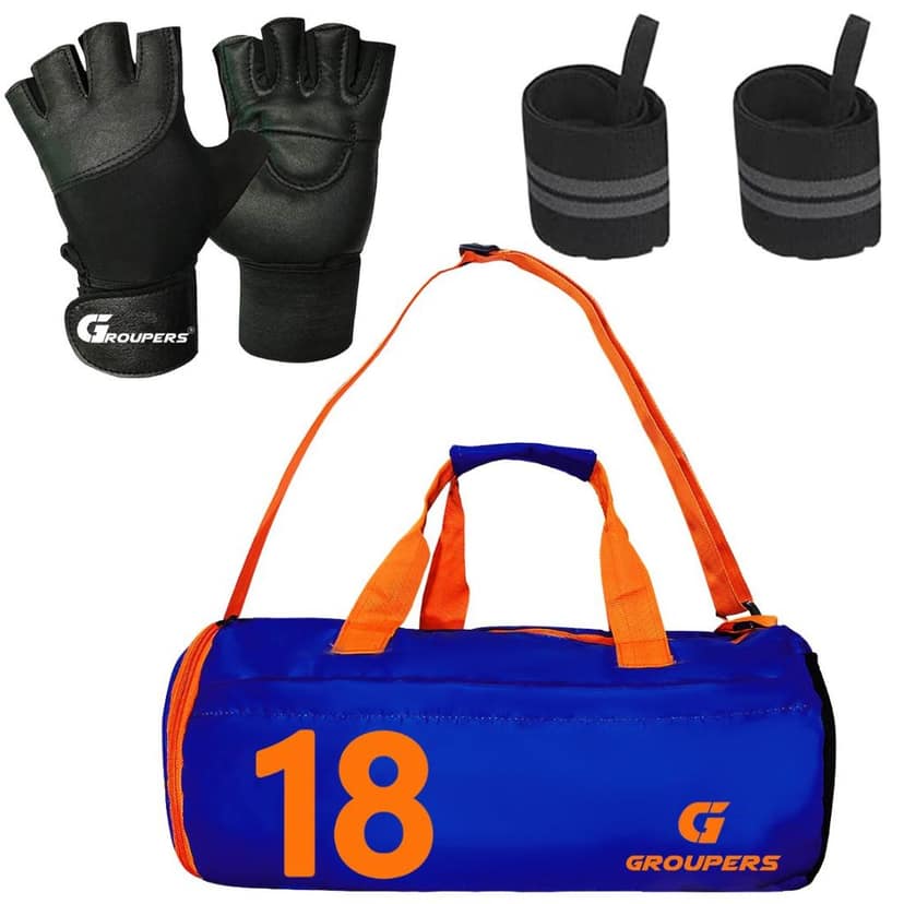 GROUPERS Combo Set of Duffle Canvas Bag with Gloves