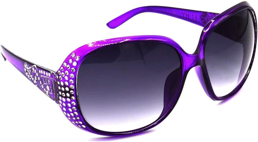 Hrinkar Unisex Round Sunglasses Violet & Black Frame, Grey & Golden Lens (Large) - Pack of 2 view 6
