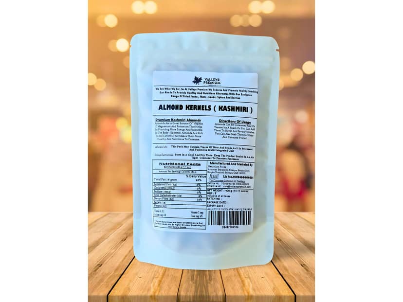 Valleys Premium Kashmiri Almond Kernels Oily and Sweet (Badam Giri) Almonds - 400 Gram view 4