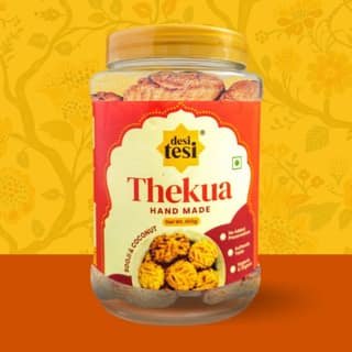 SOOJI COCONUT THEKUA WITH DESI GHEE | 450G | TRADITIONAL BIHARI SNACK | BUY 1 GET 1 FREE MAKHANA JAR 75G | - 450 gm