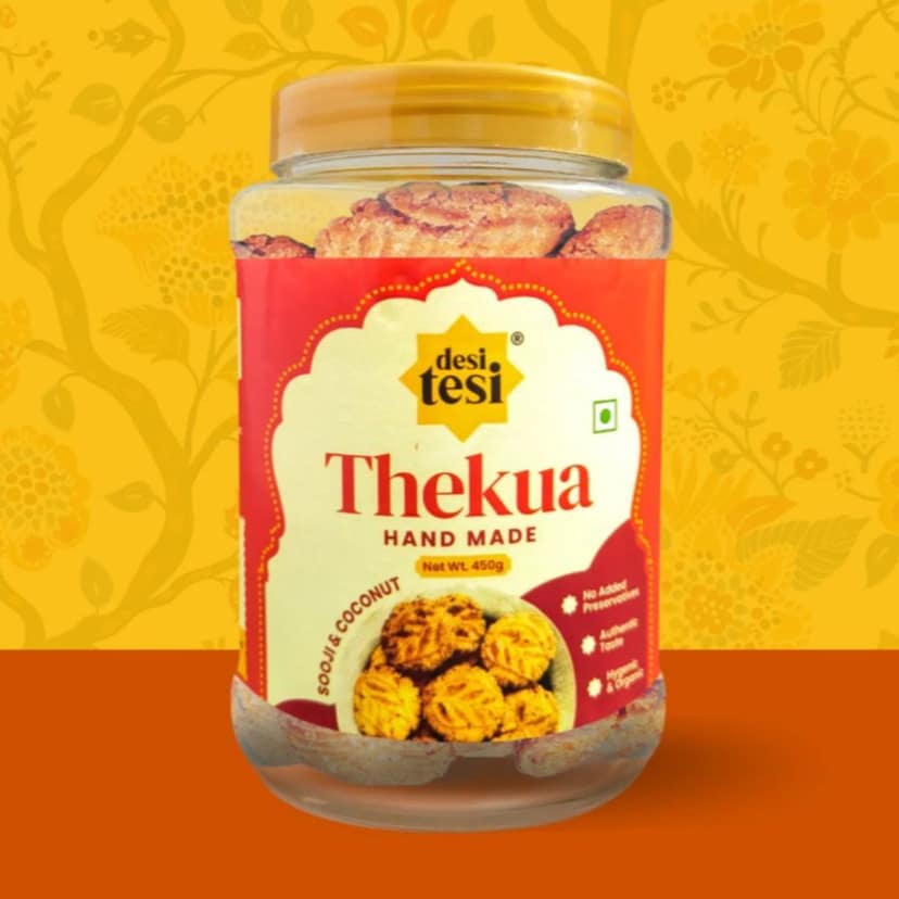 SOOJI COCONUT THEKUA WITH DESI GHEE | 450G | TRADITIONAL BIHARI SNACK | BUY 1 GET 1 FREE MAKHANA JAR 75G | - 450 gm
