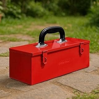 Plantex Metal Small Tool Box for Tools/Tool Box Empty for Home Use/Compact Tools Box for Home (Red)