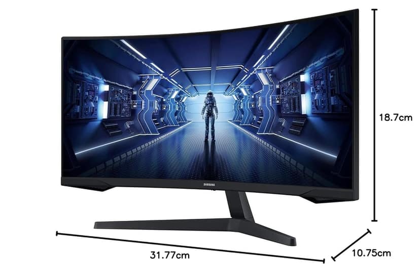 Samsung 34"(86.42cm) Odyssey G5 Curved Gaming Monitor|WQHD 3440 x 1440|1000R|165Hz|1ms|21:9|Wall Mountable|FreeSync Premium|Ports-DP, HDMI, Headphone|DP Cable|Eye-Saver|LC34G55TWWWXXL|Black view 3
