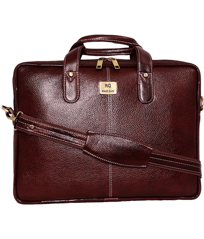 RAGE GAZE Brown Leather Office Bag view 2