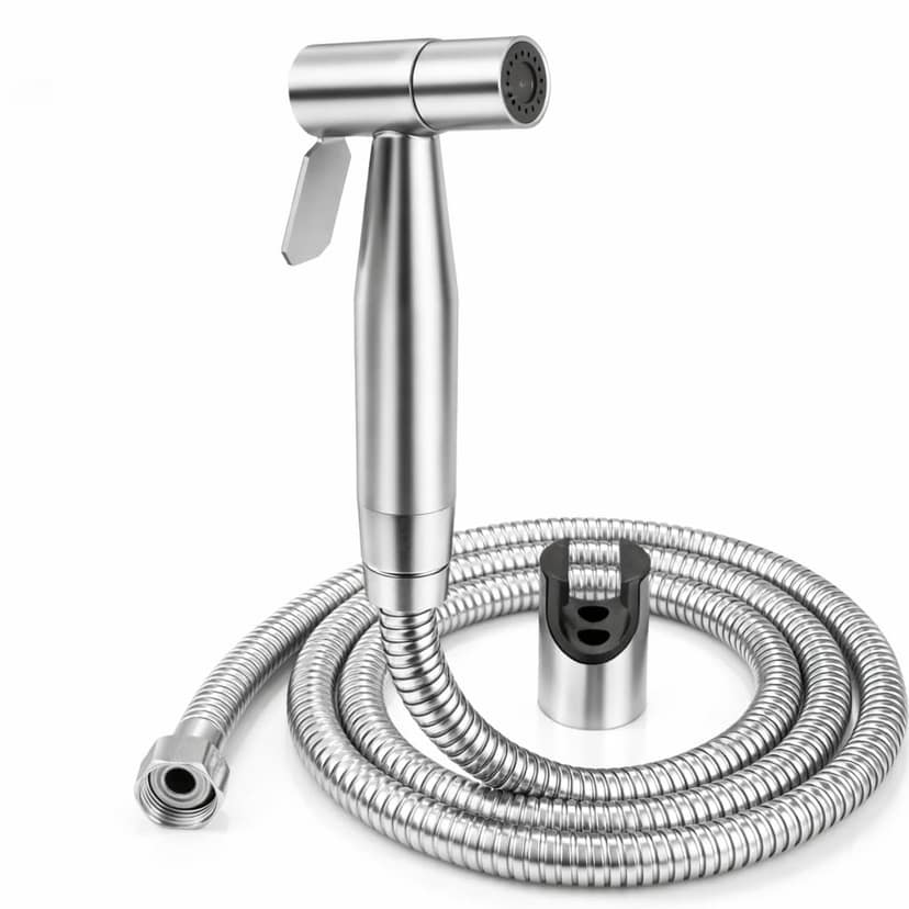 Bidet Spray Shower Handheld Sprayer for Toilet Wash Jet 304 Stainless Steel Head with 1 MTR Hose Pipe and Holder (Silver)