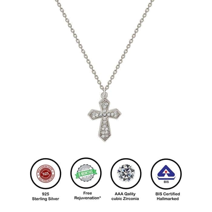 Silver Serene Cross Pendant with Chain view 6