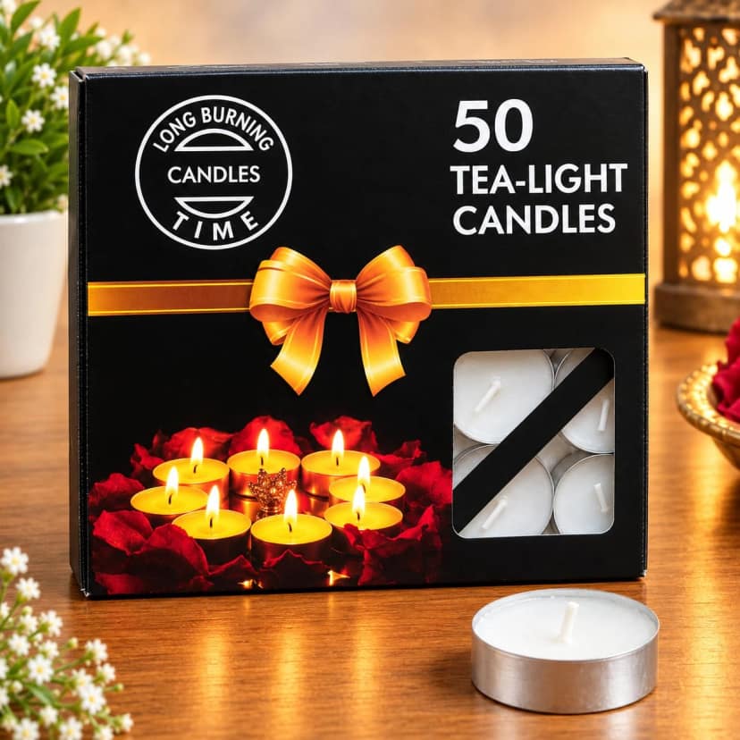 Delhi Deals Hub White Tealight Candles for Home Decor 50 Pcs