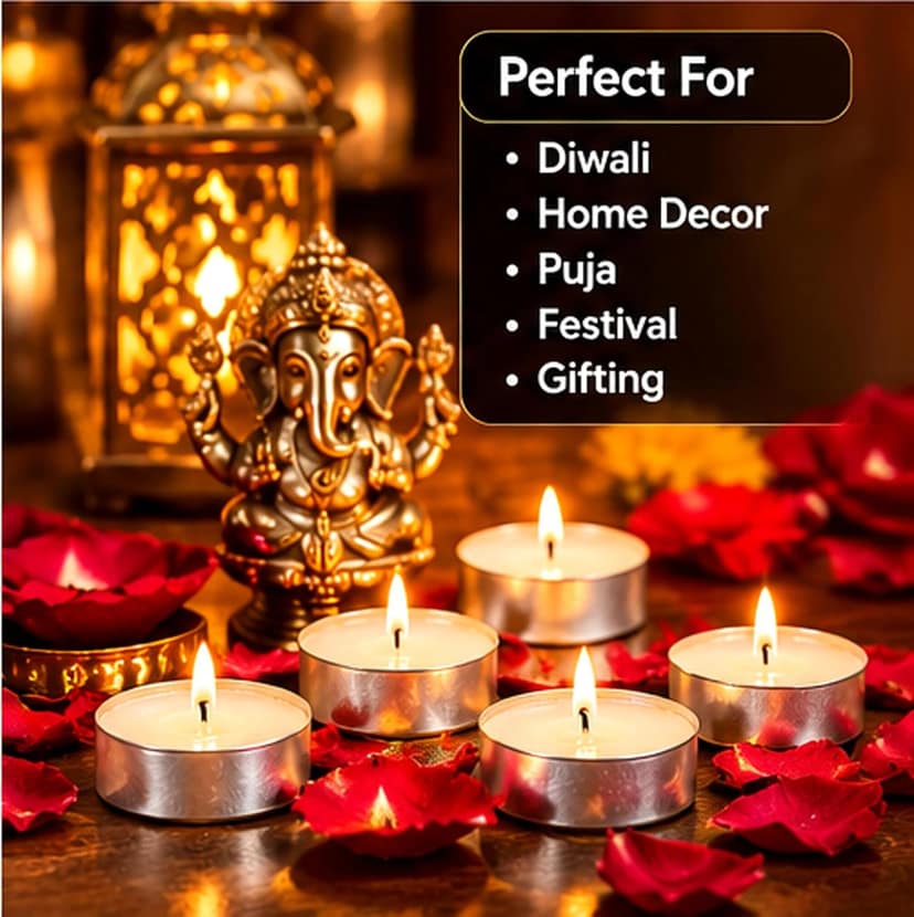Delhi Deals Hub White Tealight Candles for Home Decor 50 Pcs view 2