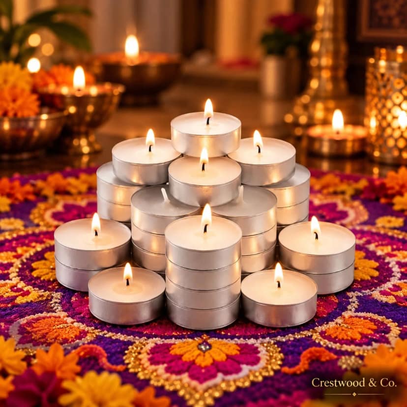 Delhi Deals Hub White Tealight Candles for Home Decor 50 Pcs view 5