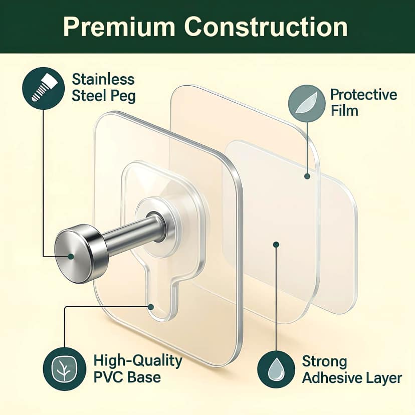 Stainless Steel Wall Hooks 20 Pcs – Ideal for Heavy Items & Easy Installation by Ruhi Import Store view 2