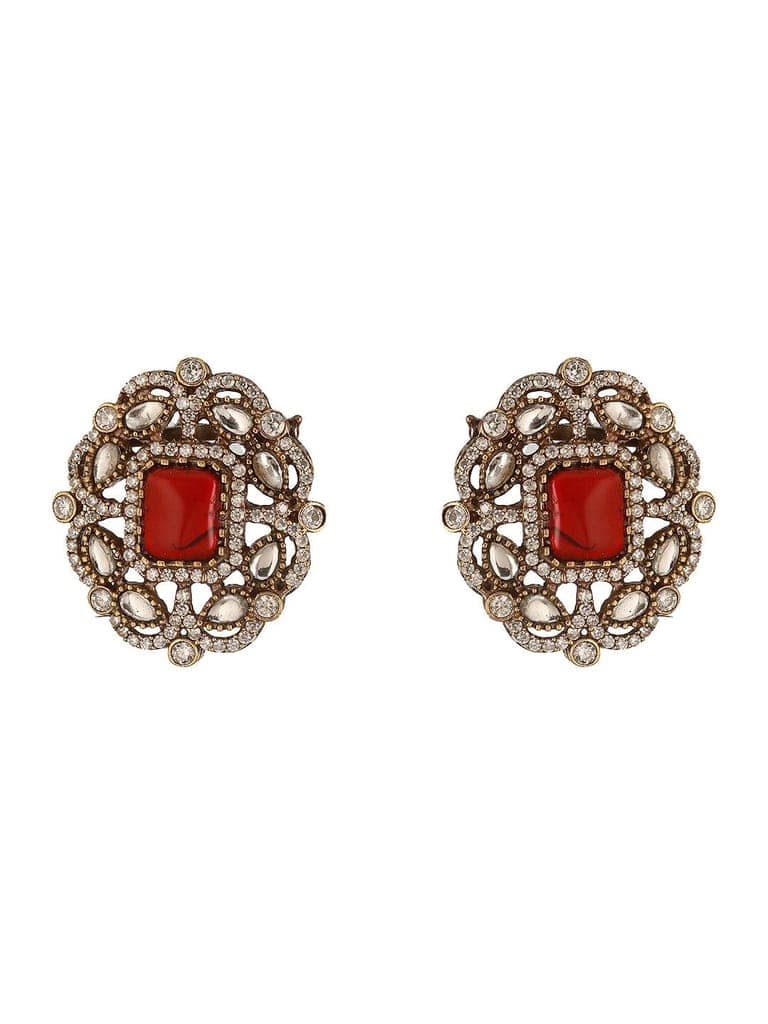 Gold Toned Ruby Red Mossanite Kundan Statement Choker Jewellery Set view 5