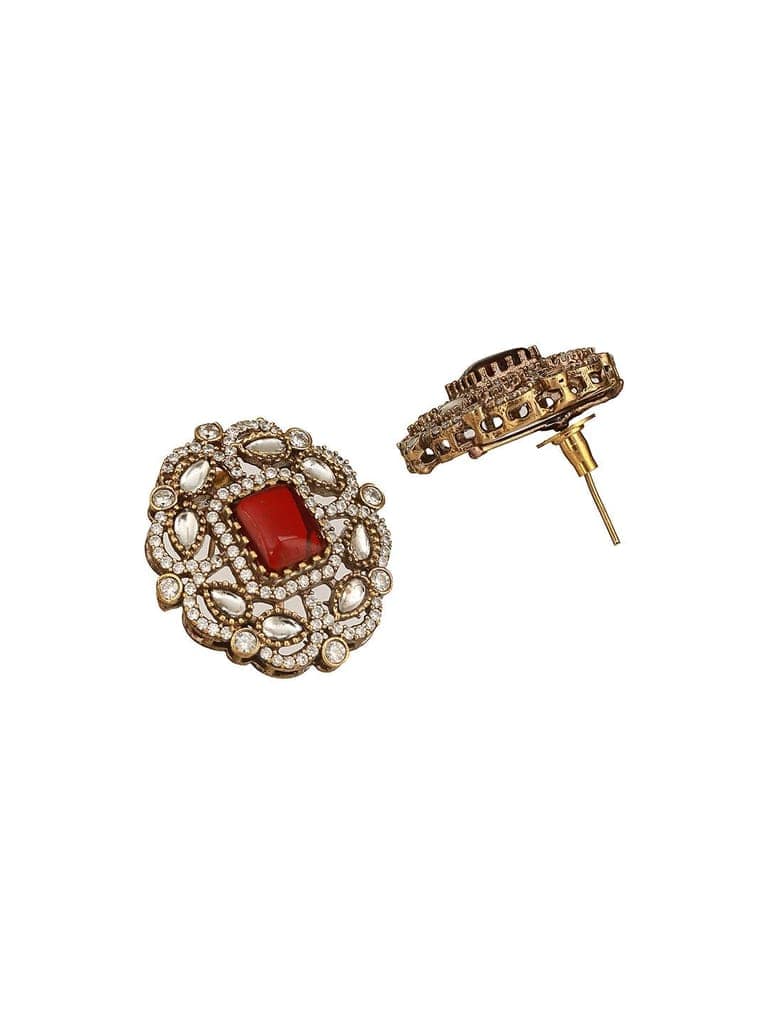 Gold Toned Ruby Red Mossanite Kundan Statement Choker Jewellery Set view 8