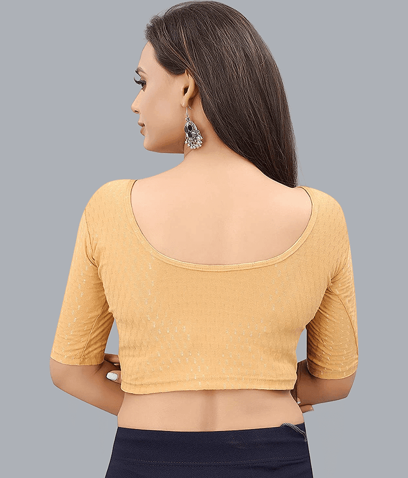 RAJA Gold Readymade without Pad Lycra Women's Blouse ( Pack of 1 ) view 2