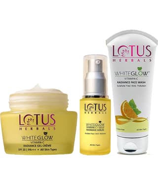 Lotus Herbals WhiteGlow Vitamin-C Gel Cream 50g , Face Wash 100g , Face Serum 30ml (Pack of 3)